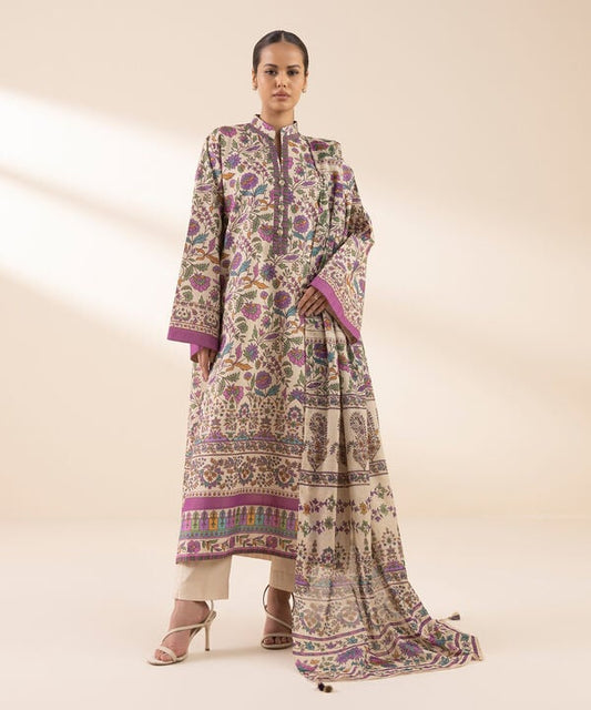 3 Piece - Printed Zari Lawn Suit