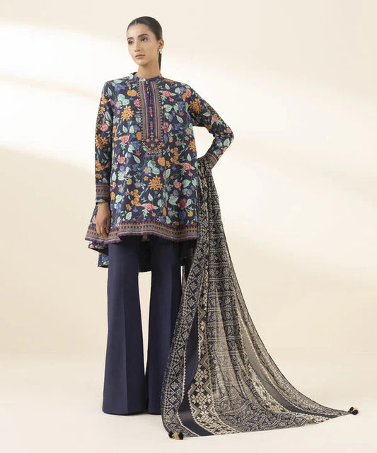 2 Piece - Embroidered Cotton Suit