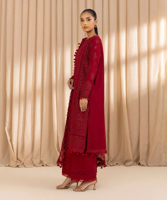3 Piece - Embroidered Dobby Suit