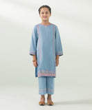 2 Piece - Embroidered Cotton Satin Suit