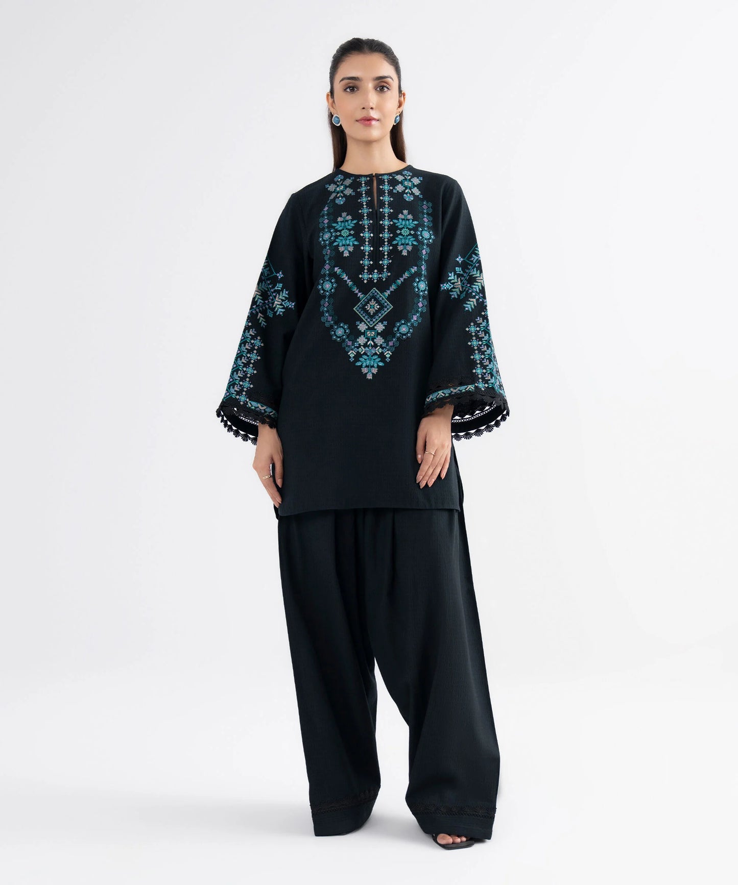 2 Piece - Embroidered Dobby Suit