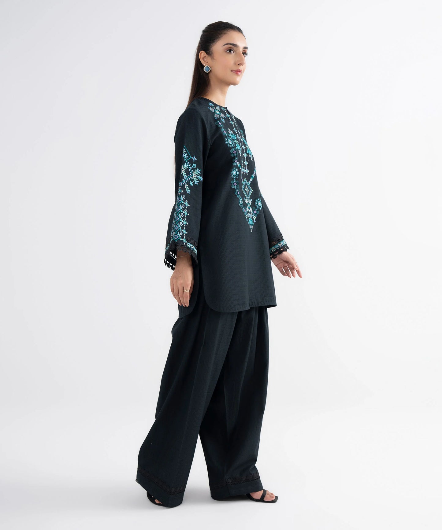 2 Piece - Embroidered Dobby Suit