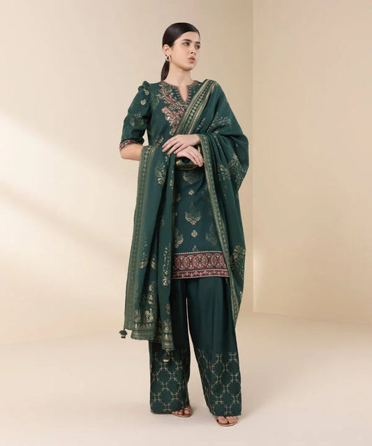 3 Piece - Embroidered Jacquard Suit
