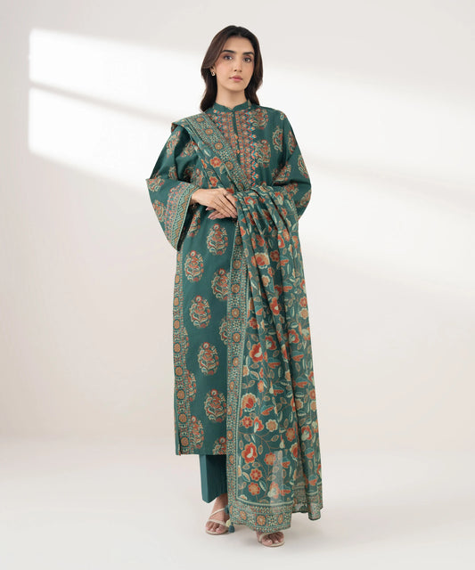 3 Piece - Embroidered Cotton Suit