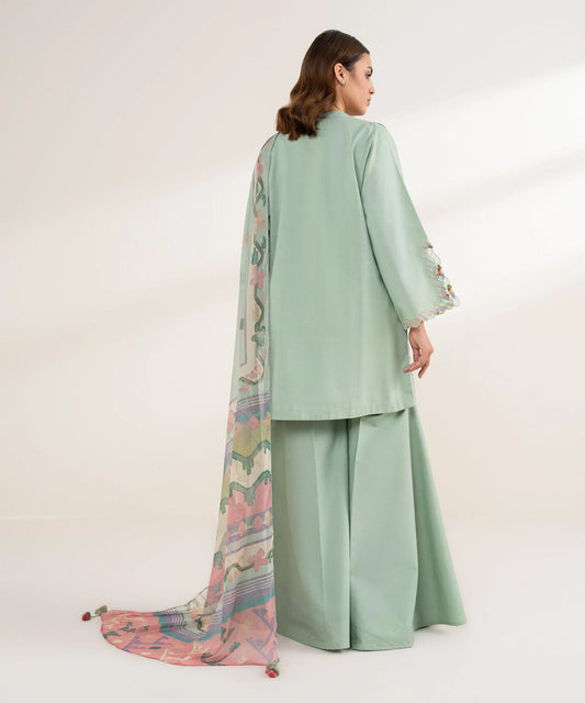 3 Piece - Embroidered Cotton Viscose Suit