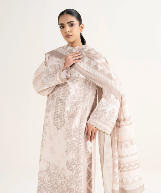 3 Piece - Embroidered Cotton Suit