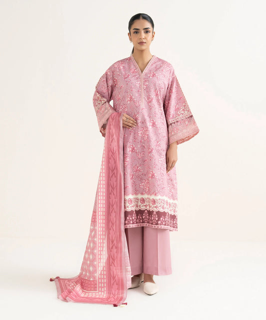 3 Piece - Embroidered Cotton Suit