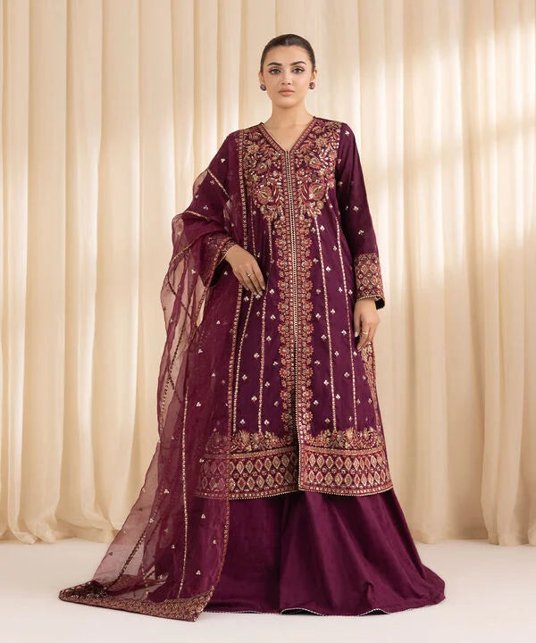 3 Piece - Embroidered Jacquard Suit