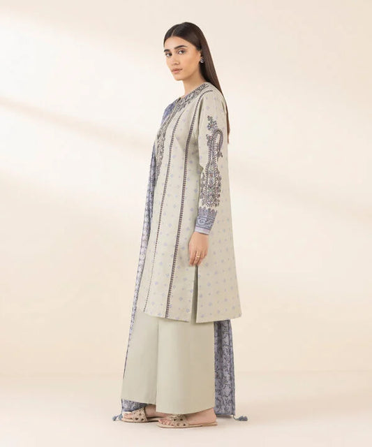 3 Piece - Embroidered Zari Lawn Suit