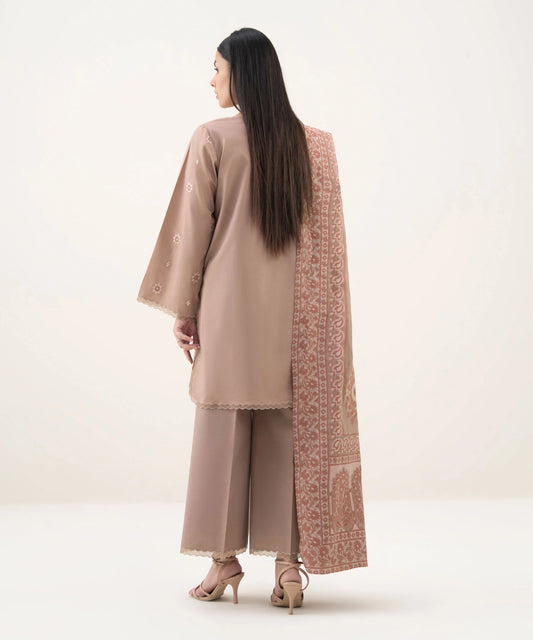 3 Piece - Embroidered Cotton Suit