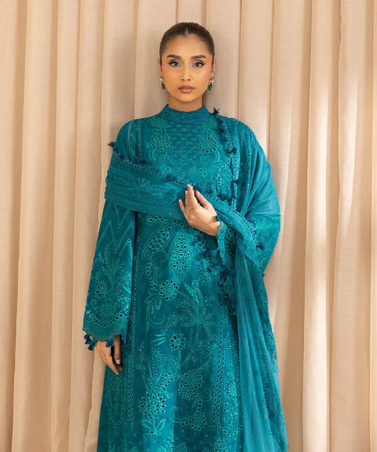 3 Piece - Embroidered Cotton Jacquard Suit