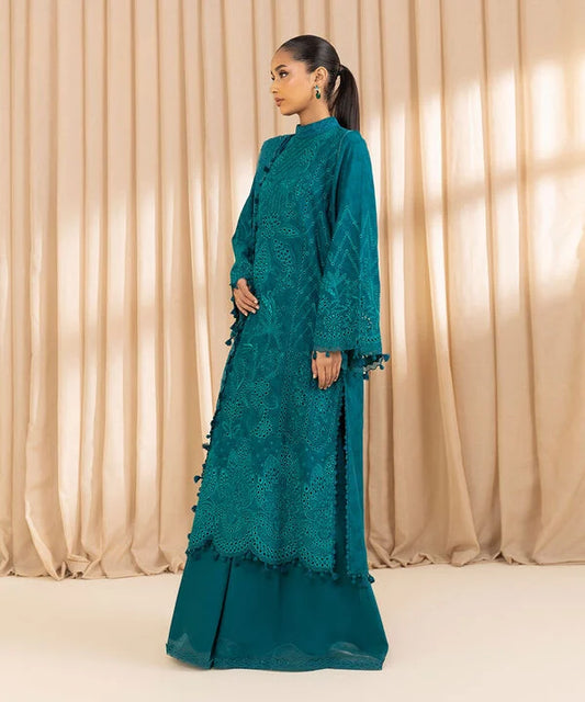 3 Piece - Embroidered Cotton Jacquard Suit