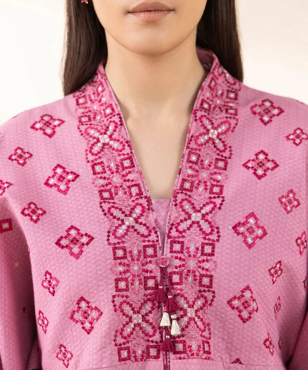 3 Piece - Embroidered Dobby Suit