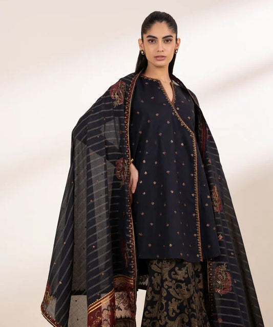 3 Piece - Embroidered Cotton Suit