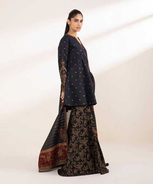 3 Piece - Embroidered Cotton Suit