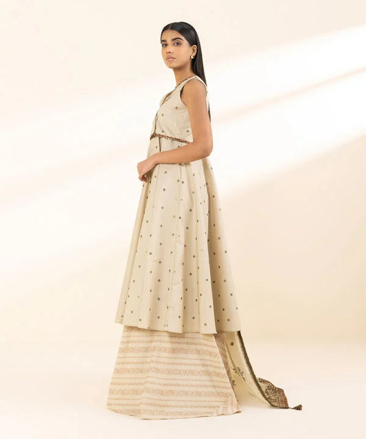 3 Piece - Embroidered Cotton Suit