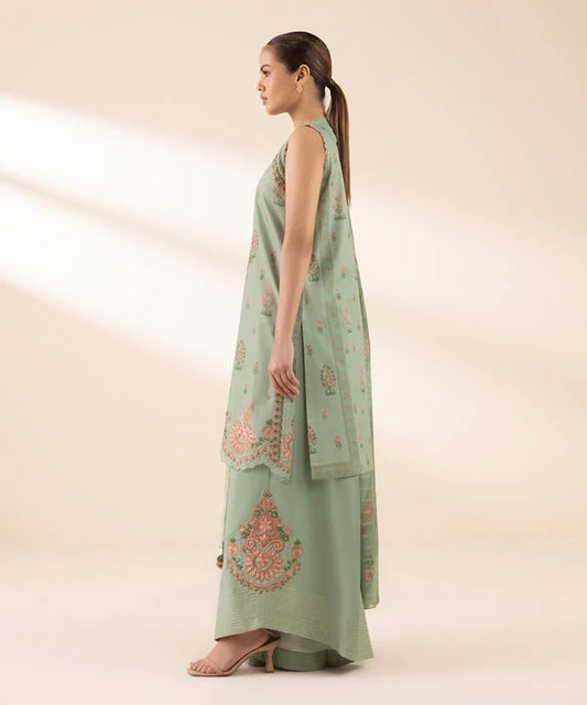 3 Piece - Embroidered Zari Lawn Suit