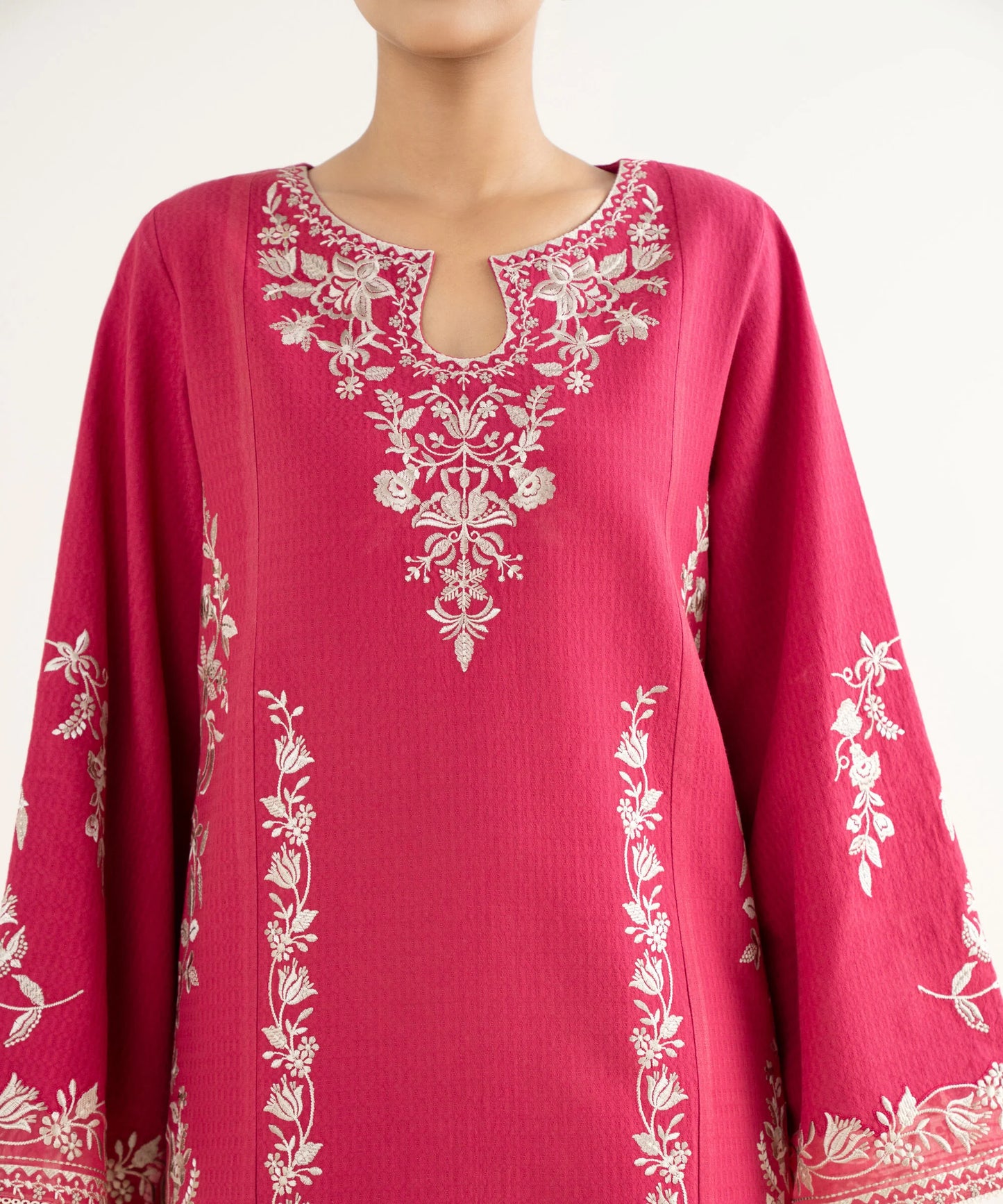 3 Piece - Embroidered Dobby Suit