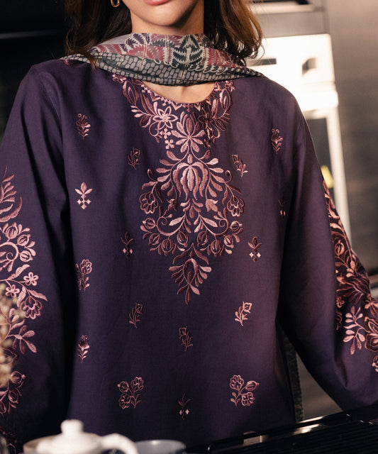 3 Piece - Embroidered Cotton Suit